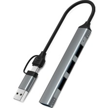 Comse Macbook Uyumlu Type-C & USB Çiftli 4port USB 3.0 Splitter 5 Gbps Çevirici Hub Adaptör