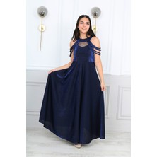 Kız Çocuk Simli Kumaş Astarlı Abiye Gece Mezuniyet Elbisesi-ABY-0029