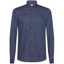 Calvin Klein Printed Easy Iron Slim Shirt Df Blue Erkek Gömlek