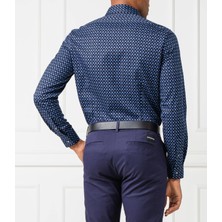 Calvin Klein Printed Easy Iron Slim Shirt Df Blue Erkek Gömlek