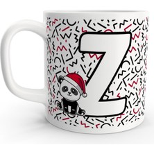 Rock'n Fox Z Harfi Sevimli Panda Yılbaşı Tasarım Harfli Kupa Bardak