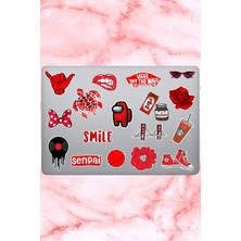 Kt Grup Kırmızı Temalı Laptop Notebook Tablet Sticker Seti 18 Adet