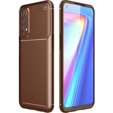 Newface Realme 7 Kılıf Focus Karbon Silikon - Kahverengi