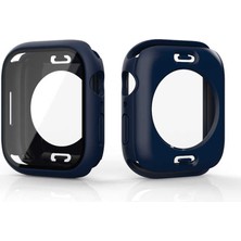 Smcase Apple Watch Series 8 41MM Kasa ve Ekran 360 Derece Koruma Sert Silikon Gard 12 Lacivert