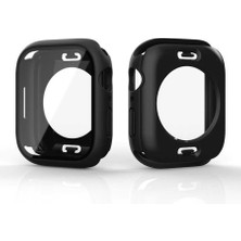 Smcase Apple Watch 4 5 44MM Kasa ve Ekran 360 Derece Koruma Sert Silikon Gard 12 Siyah