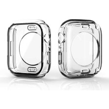 Dlrcase Apple Watch Series 8 45MM Kasa ve Ekran 360 Derece Koruma Sert Silikon Gard 12 Renksiz