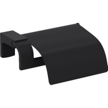 Eym Tema Premium Serisi Banyo Kapaklı Wc Tuvalet Kağıtlığı Mat Siyah