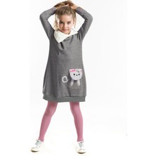 MSHB&G Şal Yaka Kedi Cepli Kız Çocuk Elbise