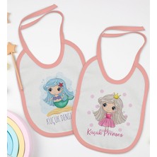 BK Kids Küçük Deniz Kızı ve Prenses Tasarımlı 2’li Pembe Mama Önlüğü-1