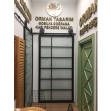 Orman Tasarım Ahır Kapısı Üstten Montajlı Döküm Makara Modeli Çift Kapı Sürgü Sistemi