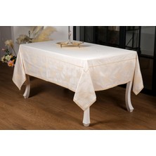Finezza Aslı Lüx  Jakar Tp Polycotton Kumaş Bej Masa Örtüsü 160 x 220 cm - 1225