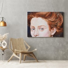Dünyatablo Kızıl Saçlı Kadın Yağlıboya Görünüm Dekoratif Tablo ( Tek Parça )