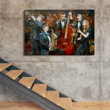 Dünyatablo Caz Grubu Yağlıboya Görünüm Dekoratif Kanvas Tablo ( Üç Parça )