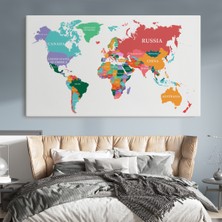 Dünyatablo Dünya Haritası  Dekoratif Kanvas Tablo ( Üç Parça )