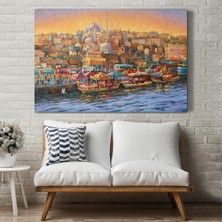 Dünyatablo Eminönü Balıkçı Tekneleri Yağlıboya Görünümlü Kanvas Tablo ( Tek Parça )
