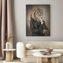 Dünyatablo Aslan Kafalı Insan Kanvas Tablo