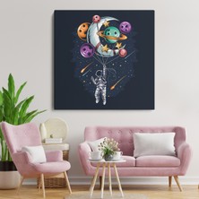 Dünyatablo Ay ve Gezegenler Ile Uçan Astronot Tablo