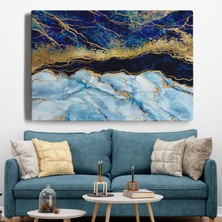 Dünyatablo Mavi ve Gold'un Müthiş Uyumu Mermer Görünümlü Modern Kanvas Tablo ( Tek Parça   )