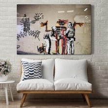 Dünyatablo Bansky Grafitiyi Arayan Polisler Kanvas Tablo ( Üç Parça   )