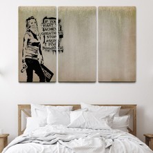 Dünyatablo Banksy , Büyük Işler Yapmak Istiyorsanız Izin Istemeyi Bırakın Yazan Tablo ( Üç Parça   )
