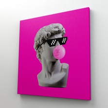 Dünyatablo Piksel Gözlüklü David'in Kafasının Alçı Heykeli Kanvas Tablo, Pop Art