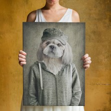 Dünyatablo Köpek Kafalı Insan Kanvas Tablo