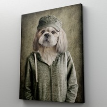 Dünyatablo Köpek Kafalı Insan Kanvas Tablo