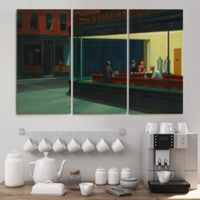Dünyatablo Edward Hopper'un Gecekuşları Eseri Kanvas Tablo ( Tek Parça )