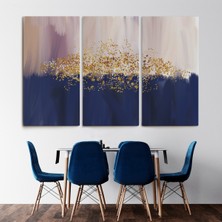 Dünyatablo Mavi ve Gold'un Uyumu Modern Kanvas Tablo ( Üç Parça   )
