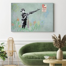 Dünyatablo Bansky'nin Makineli Tüfekli Çocuk Isimli Eseri Kanvas Tablo, No Parking  ( Tek Parça   )