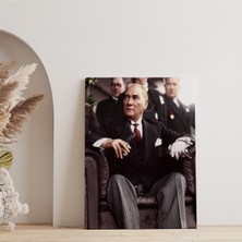 Aydın Ticaret Atatürk Portre Tablosu Mustafa Kemal Atatürk Dikdörtgen Dekoratif Kanvas Tablo