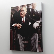 Aydın Ticaret Atatürk Portre Tablosu Mustafa Kemal Atatürk Dikdörtgen Dekoratif Kanvas Tablo