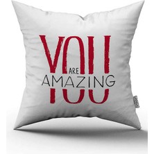 Cango Home Çift Taraflı Beyaz Kırmızı You Are Amazıng Yazılı Dekoratif Dijital Baskı Kırlent Yastık Kılıfı - CGH403-CT