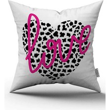 Cango Home Çift Taraflı Beyaz Pembe Love Yazılı Dekoratif Dijital Baskı Kırlent Yastık Kılıfı - CGH485-CT