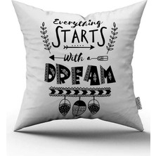Cango Home Çift Taraflı Beyaz Siyah Bohem Tarz Yazılı Dijital Baskı Kırlent Yastık Kılıfı - CGH467-CT