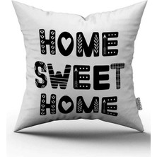 Cango Home Çift Taraflı Beyaz Siyah Home Sweet Home Dekoratif Dijital Baskı Kırlent Yastık Kılıfı - CGH475-CT