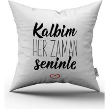Cango Home Çift Taraflı Beyaz Siyah Kalbim Her Zaman Seninle Yazılı Dijital Baskı Kırlent Yastık Kılıfı - CGH425-CT