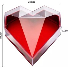 Burdan Eve Hediye Kutusu Boş Kırmızı Kalpli Hediye Kutusu Hediyelik Kutu Mika Kapaklı Kutu
