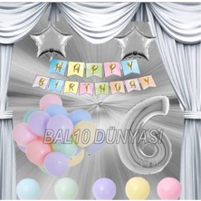 Bal10 Dünyası Gümüş Renk Yıldız Folyo Balon Seti 6 Yaş
