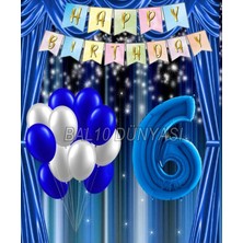 Bal10 Dünyası Mavi Renk Yıldız Folyo  Balon Seti 6 Yaş