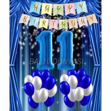 Bal10 Dünyası Mavi Renk Yıldız Folyo  Balon Seti 11 Yaş