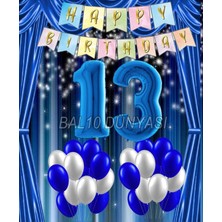 Bal10 Dünyası Mavi Renk Yıldız Folyo  Balon Seti 13 Yaş
