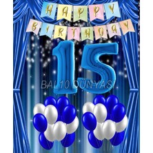Bal10 Dünyası Mavi Renk Yıldız Folyo  Balon Seti 15 Yaş