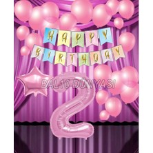 Bal10 Dünyası Pembe Renk Yıldız Folyo  Balon Seti 2 Yaş