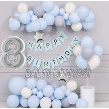 Bal10 Dünyası Gümüş Renk Banner'lı Stand'lı Folyo Balon Seti 8 Yaş