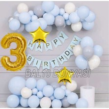 Bal10 Dünyası Gold Renk Banner'lı Stand'lı Folyo Balon Seti 3 Yaş