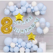 Bal10 Dünyası Gold Renk Banner'lı Stand'lı Folyo Balon Seti 8 Yaş