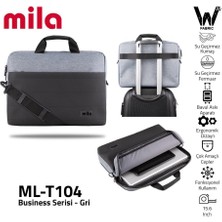 Classone Mila ML-T104 15.6" Su Geçirmez Kumaş , Su Geçirmez Fermuar Laptop ,notebook Çantası-Gri