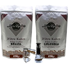 Nuri Toplar Filtre Kahveleri Brazil ve Colombia Yöresel Paket 2X250 gr