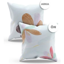Moud's Çift Tarafı Baskılı Pastel Flower-2 Desenli 4'lü Kombin Süet Kırlent Kılıfı